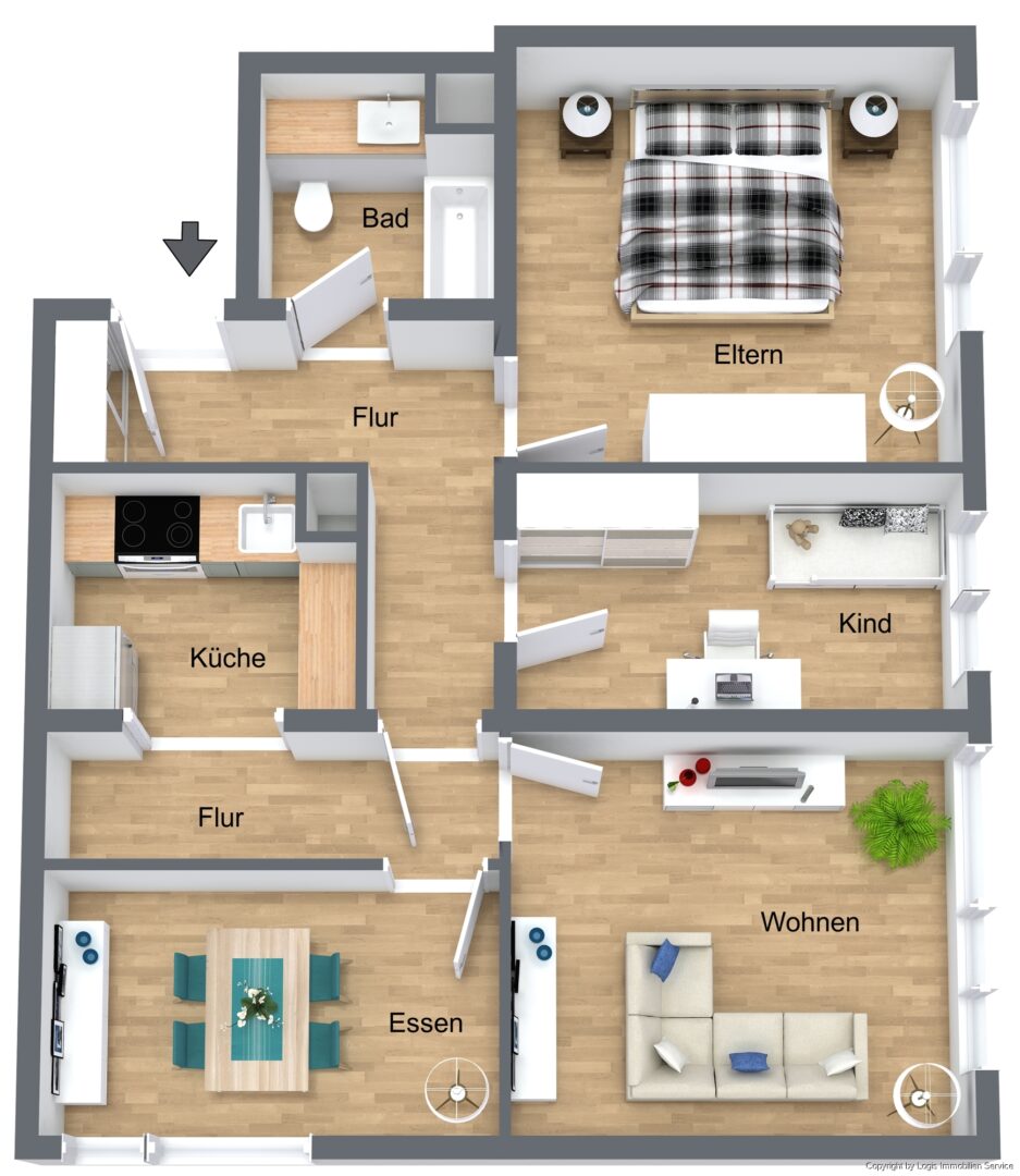 Grundriss Wohnung 3D