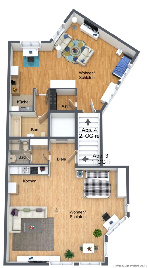 Grundriss App 3 & App 4_3D